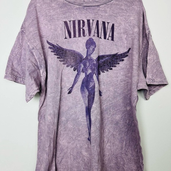 NIRVANA NWOT Unisex Purple T-Shirt Medium Crew Neck Short Sleeve Graphic Print - Picture 2 of 4